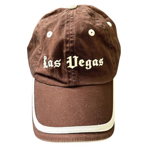 The Strip Las Vegas Womens Hat Brown Cream Trashy Y2k Baseball Cap Dad Hat - Picture 2 of 8